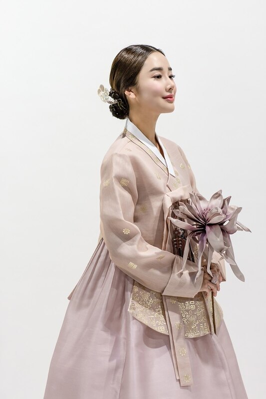 연보라 금박 신부한복