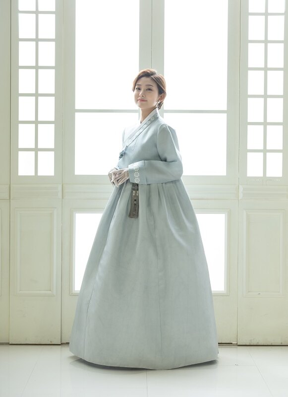 연옥색 민무늬 혼주한복