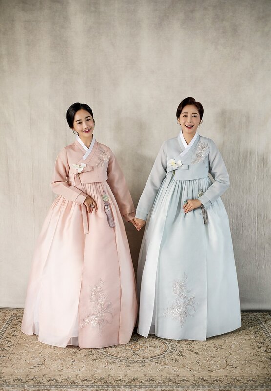 연분홍 하늘빛 커플한복