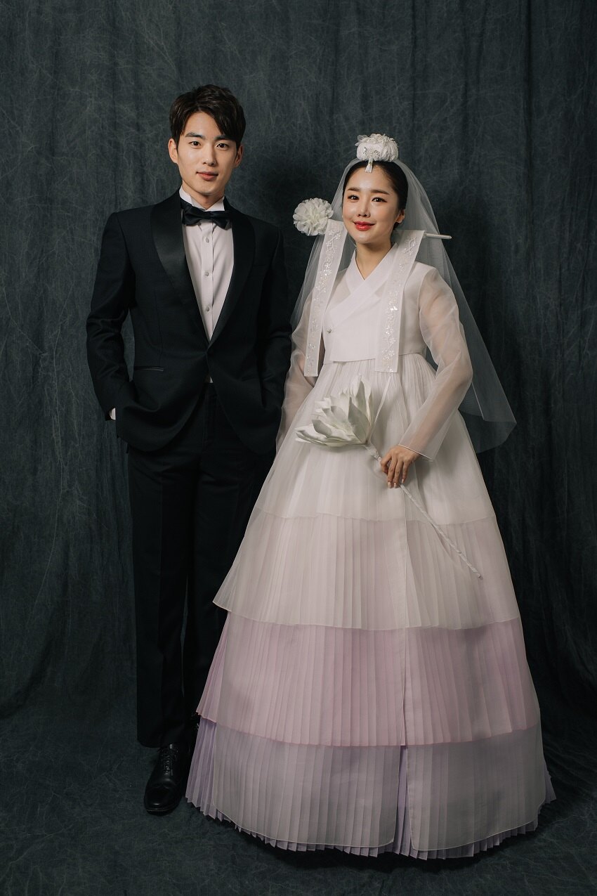 연분홍 그라데이션 커플한복