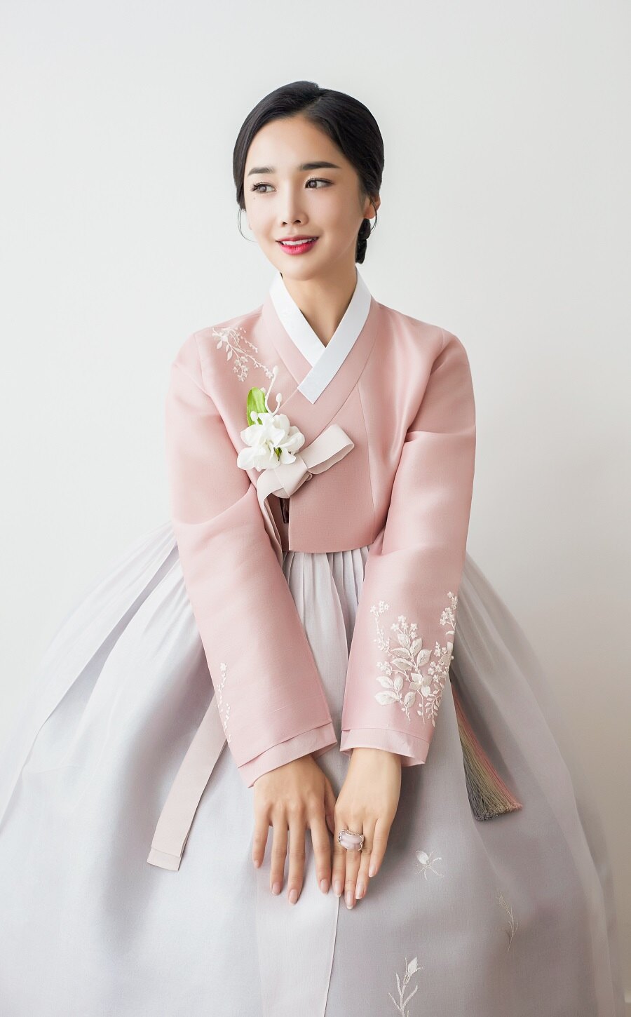 연분홍 소매자수 한복
